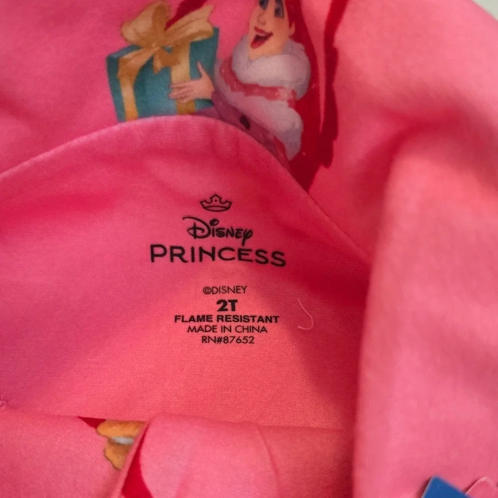 Disney Princess Moana Cinderella Belle Pink Fleece Pajama Set Girls 2T NWT